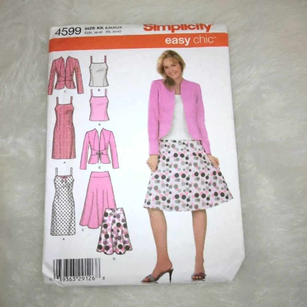 SIMPLICITY 4599 Sz 8-14 Misses EASY Chic Top Dress Jacket Skirt (2 lengt…